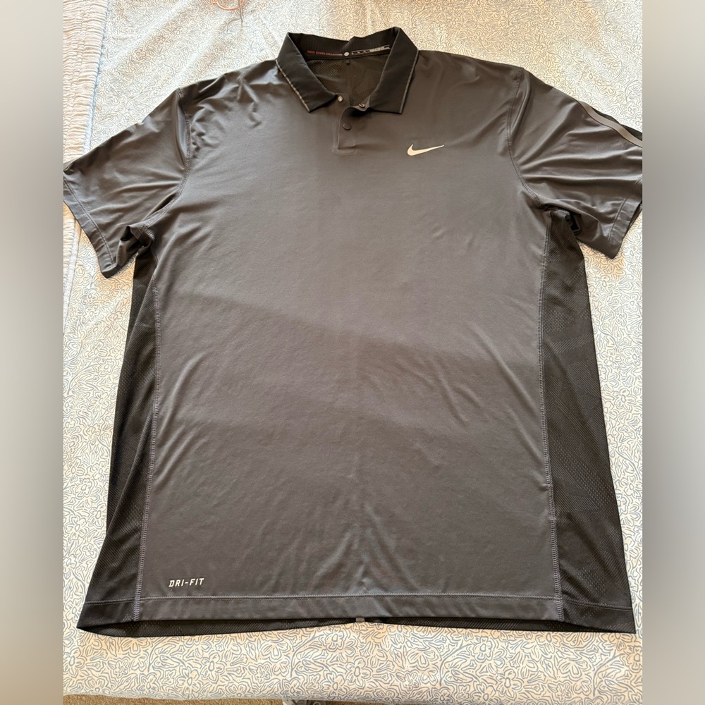 Nike Tiger Woods Collection Dri-Fit Black Golf Shirt Polo Men XL 685857-060